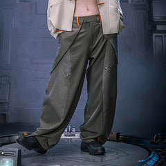 XIPHEVIL Mech Paneled Utility Wide-Leg Pants Grey