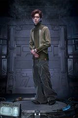 XIPHEVIL Layered Paneled Robotic Wide-Leg Pants