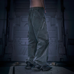 XIPHEVIL Layered Paneled Robotic Wide-Leg Pants