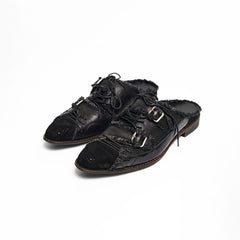 RICHILL Turkish Cowhide Brogue Monk Mule Loafers