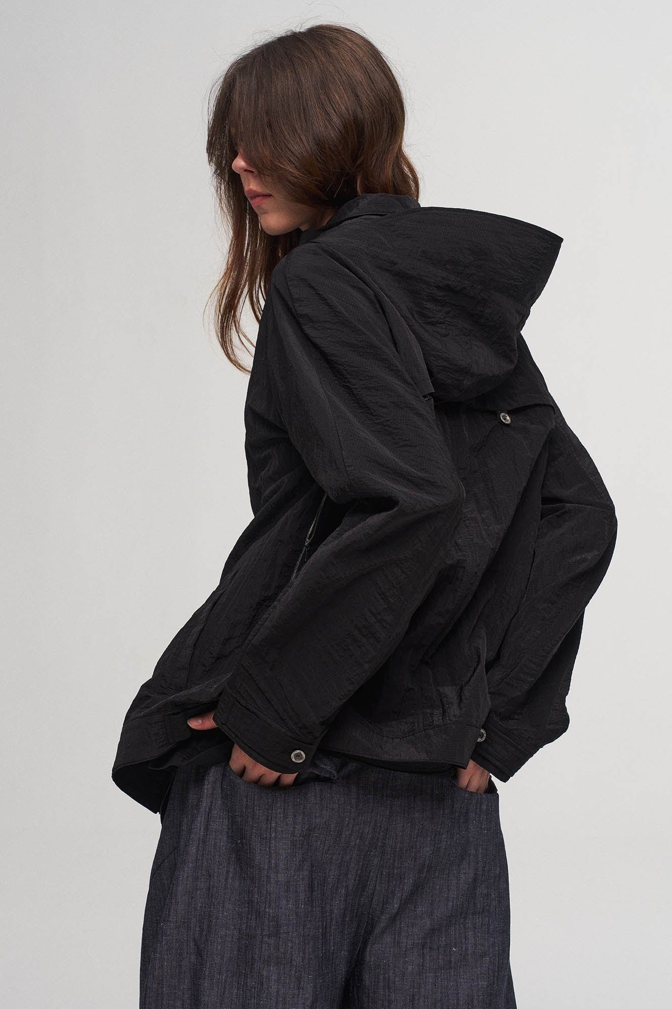 ILNya Nieternite Nifutur Crinkled Hooded Dual-Zipper Jacket