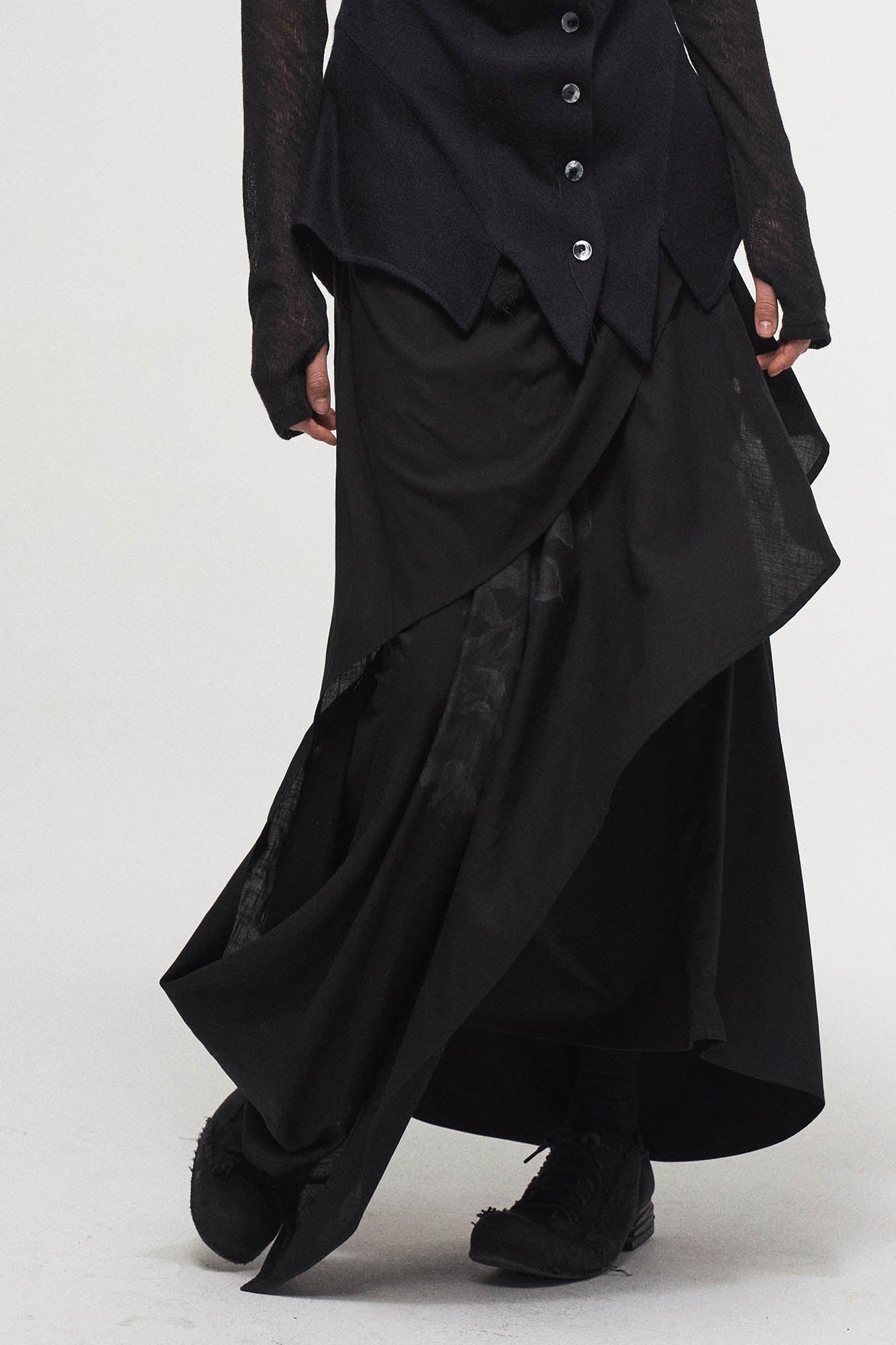 ILNya Nieternite Nifutur Asymmetrical Draped Layered Mulberry Silk Skirt
