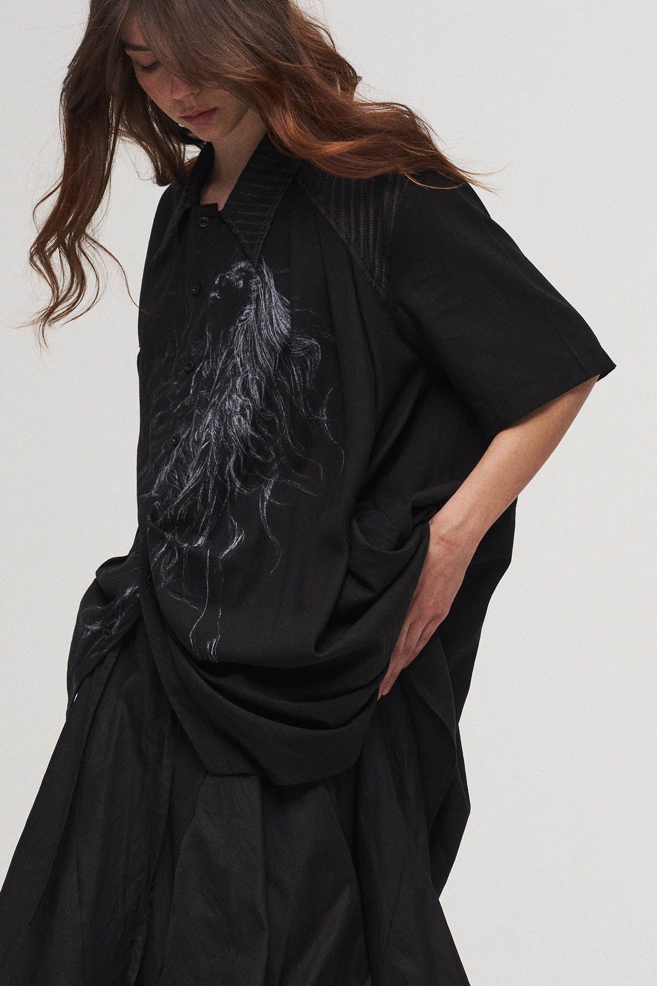 ILNya Nieternite Nifutur Siren Asymmetrical Striped Spliced Shirt