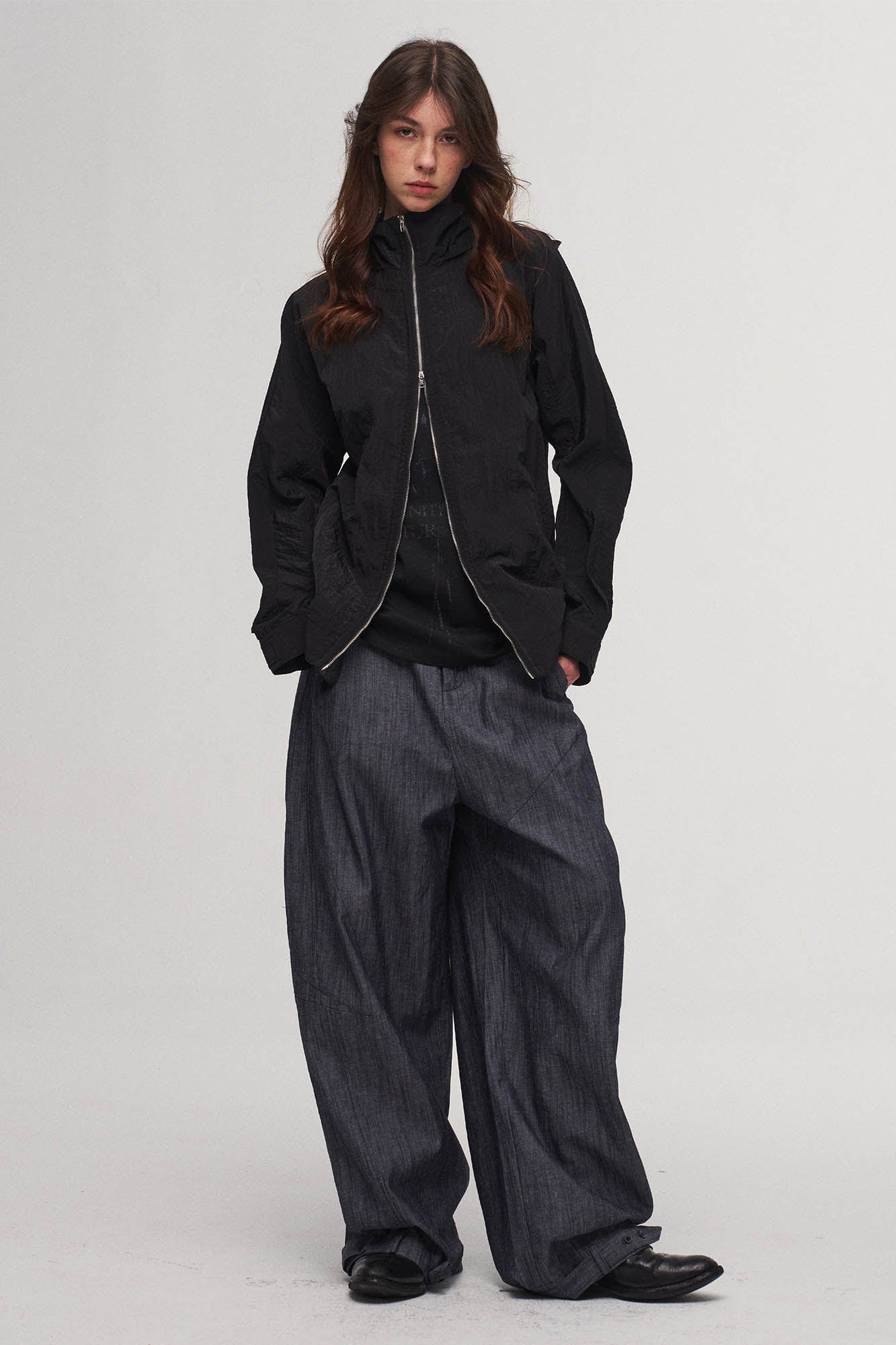 ILNya Nieternite Nifutur Crinkled Hooded Dual-Zipper Jacket