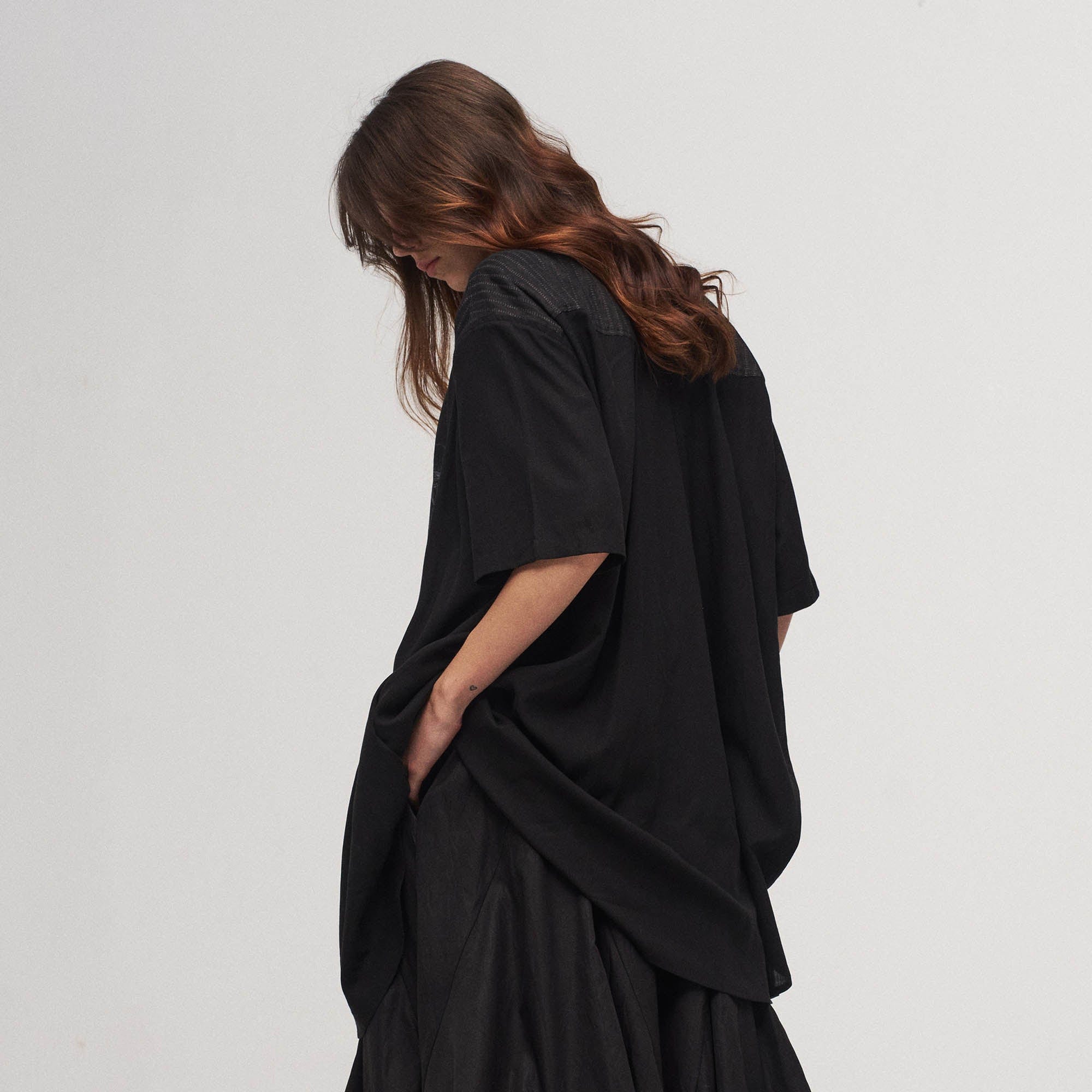 ILNya Nieternite Nifutur Siren Asymmetrical Striped Spliced Shirt