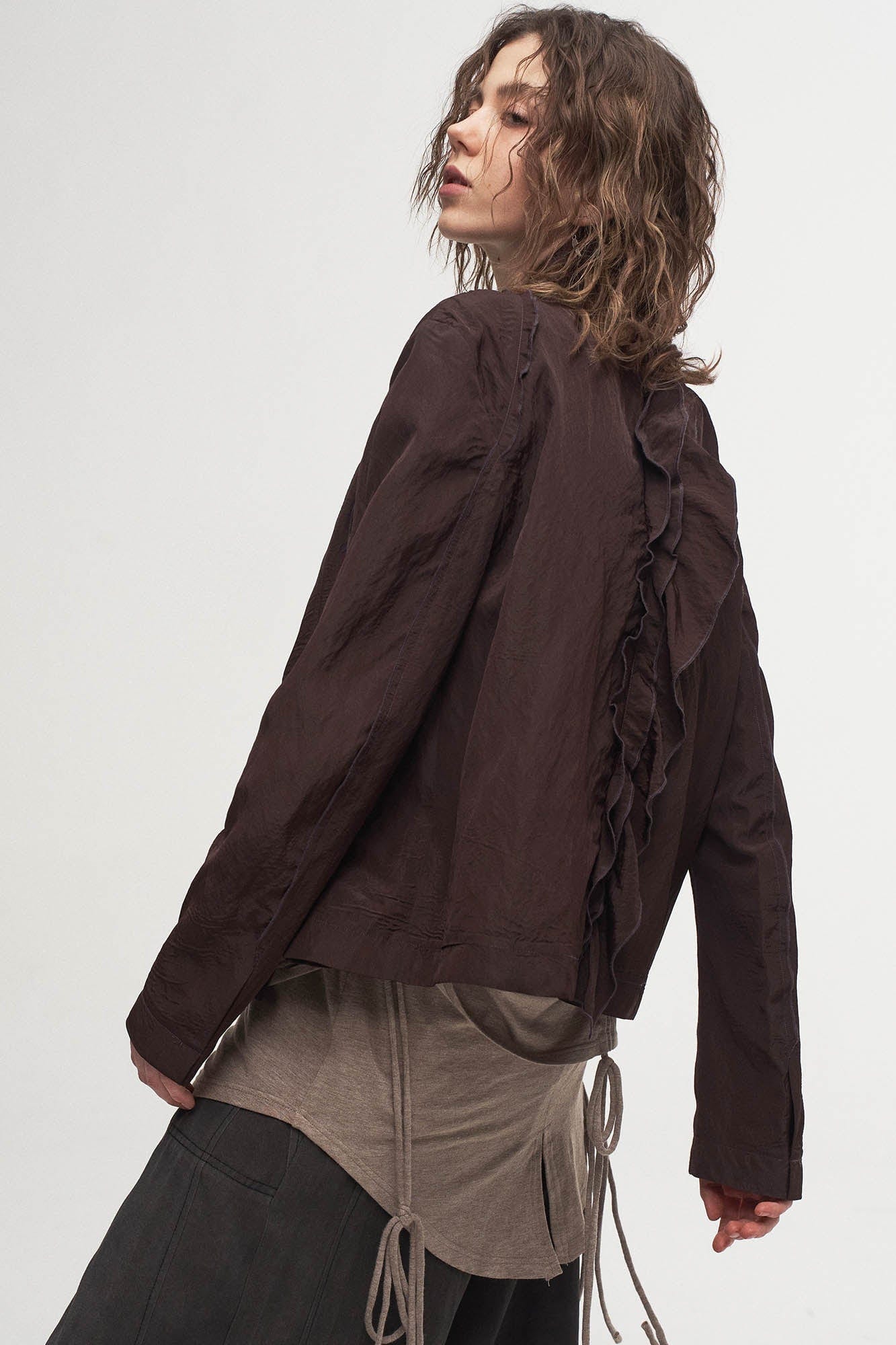 ILNya Nieternite Nifutur Ruffled Spliced High-Neck Jacket