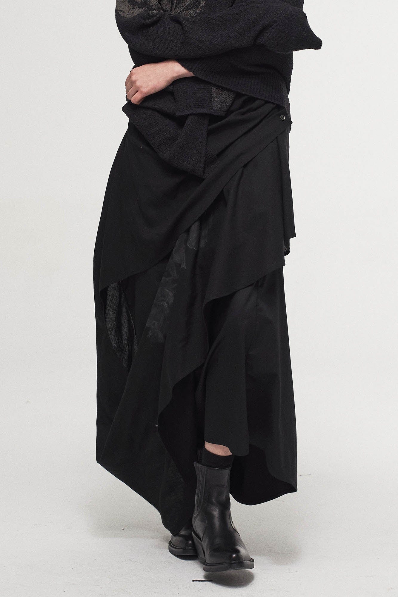 ILNya Nieternite Nifutur Asymmetrical Draped Layered Mulberry Silk Skirt