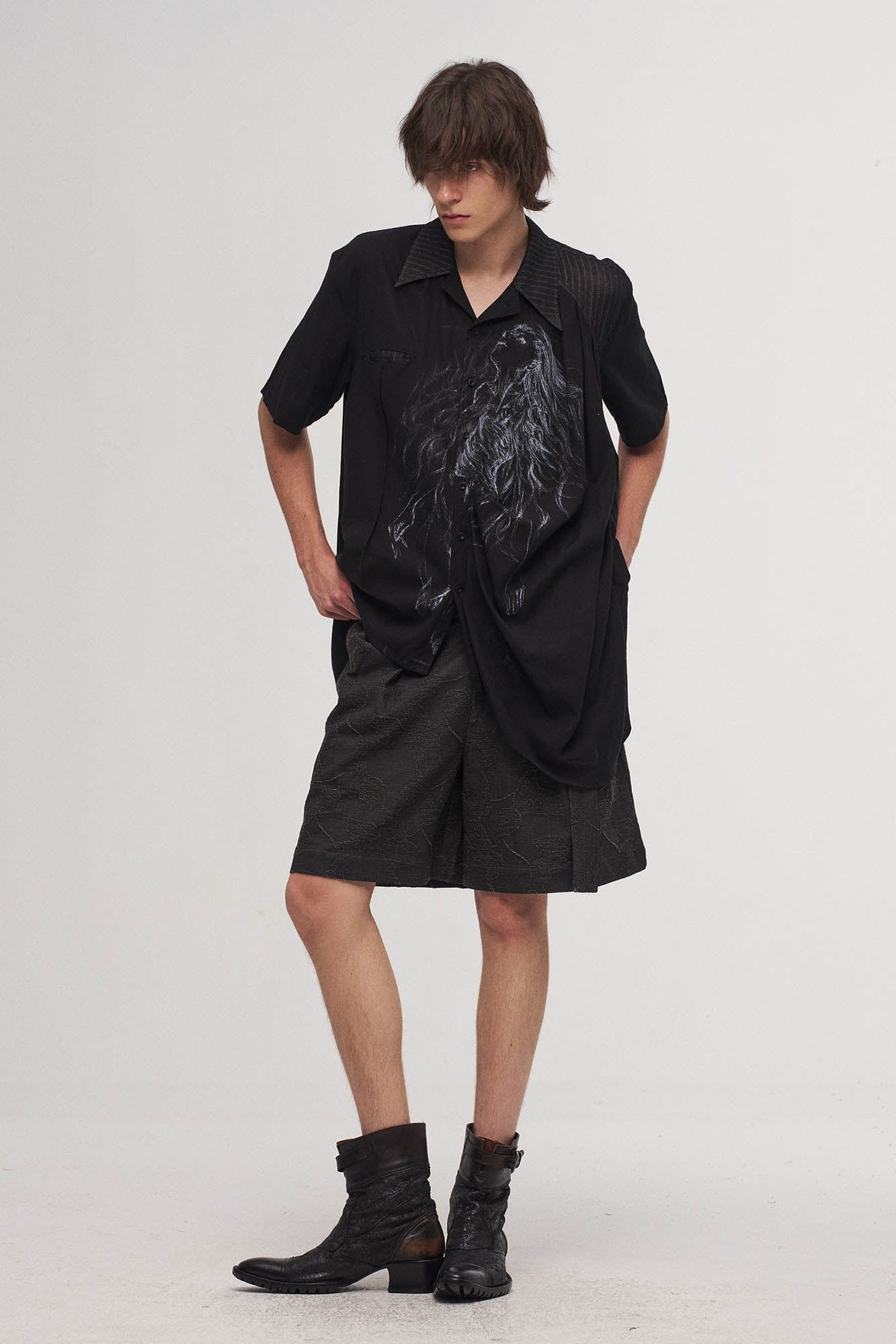 ILNya Nieternite Nifutur Siren Asymmetrical Striped Spliced Shirt