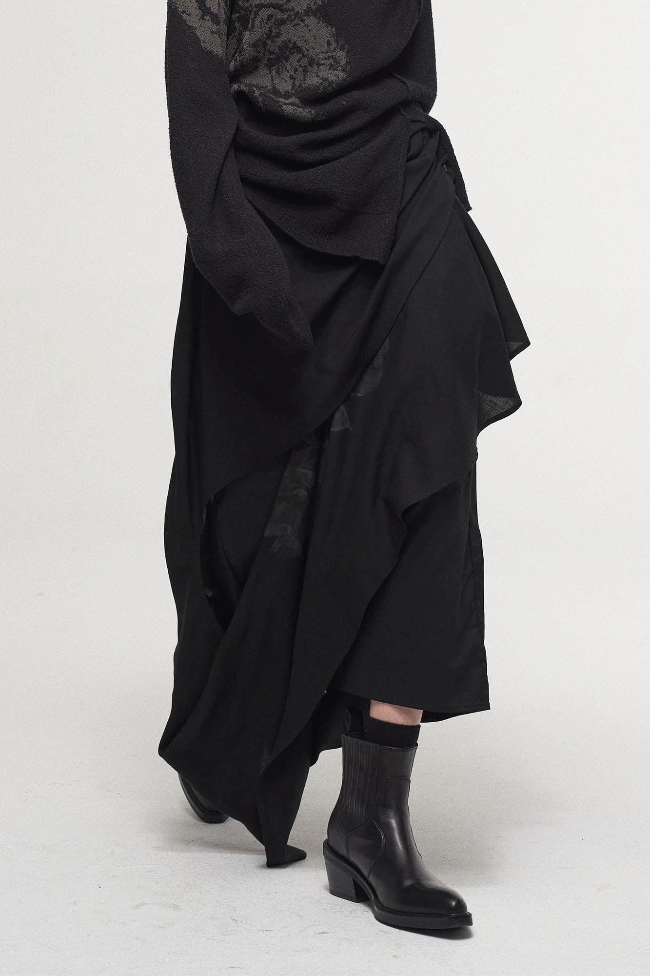 ILNya Nieternite Nifutur Asymmetrical Draped Layered Mulberry Silk Skirt