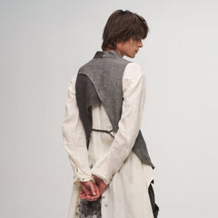 ILNya Nieternite Nifutur Asymmetrical Panelled Contrast Back-Tie Vest Gray