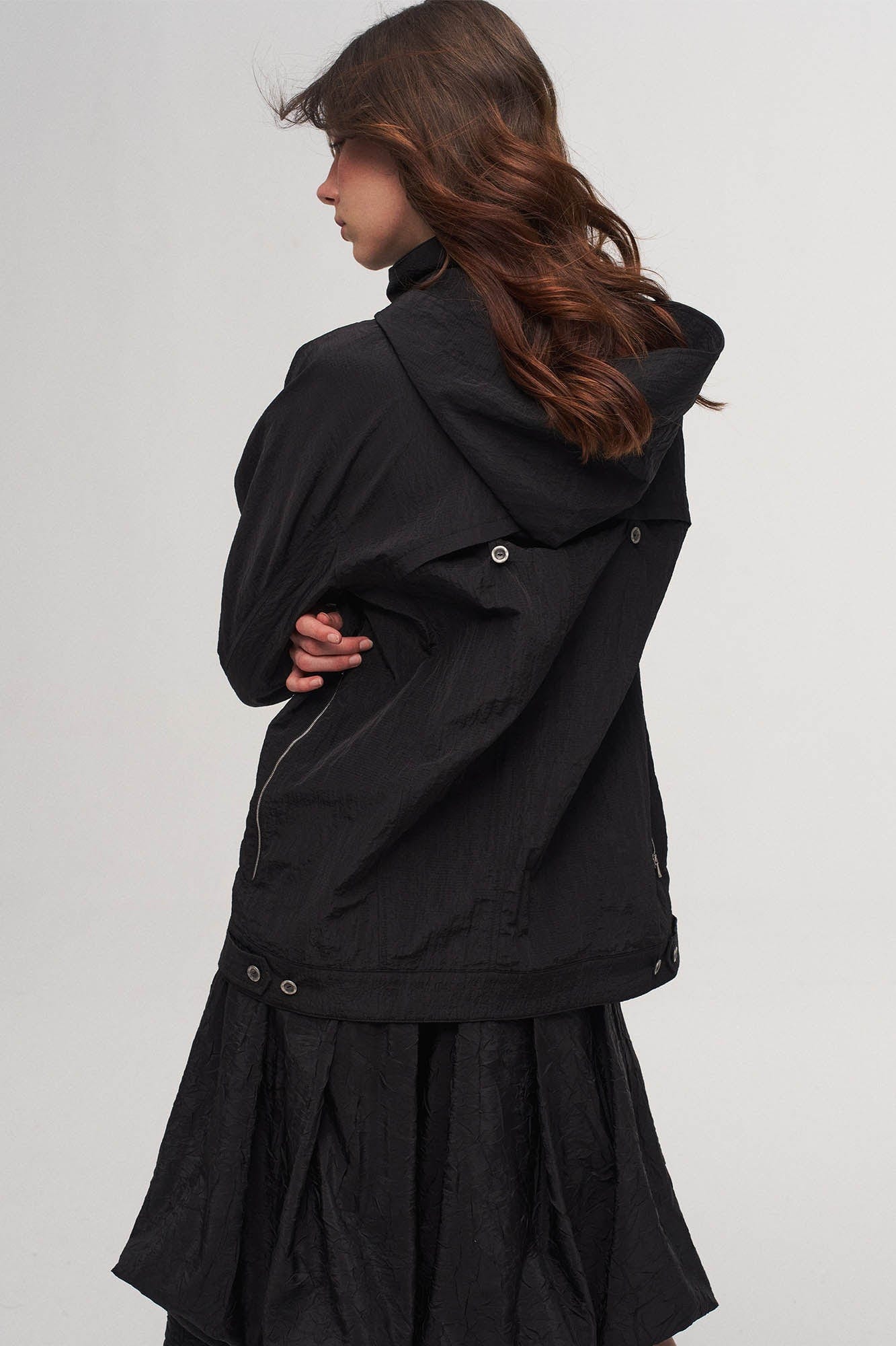 ILNya Nieternite Nifutur Crinkled Hooded Dual-Zipper Jacket