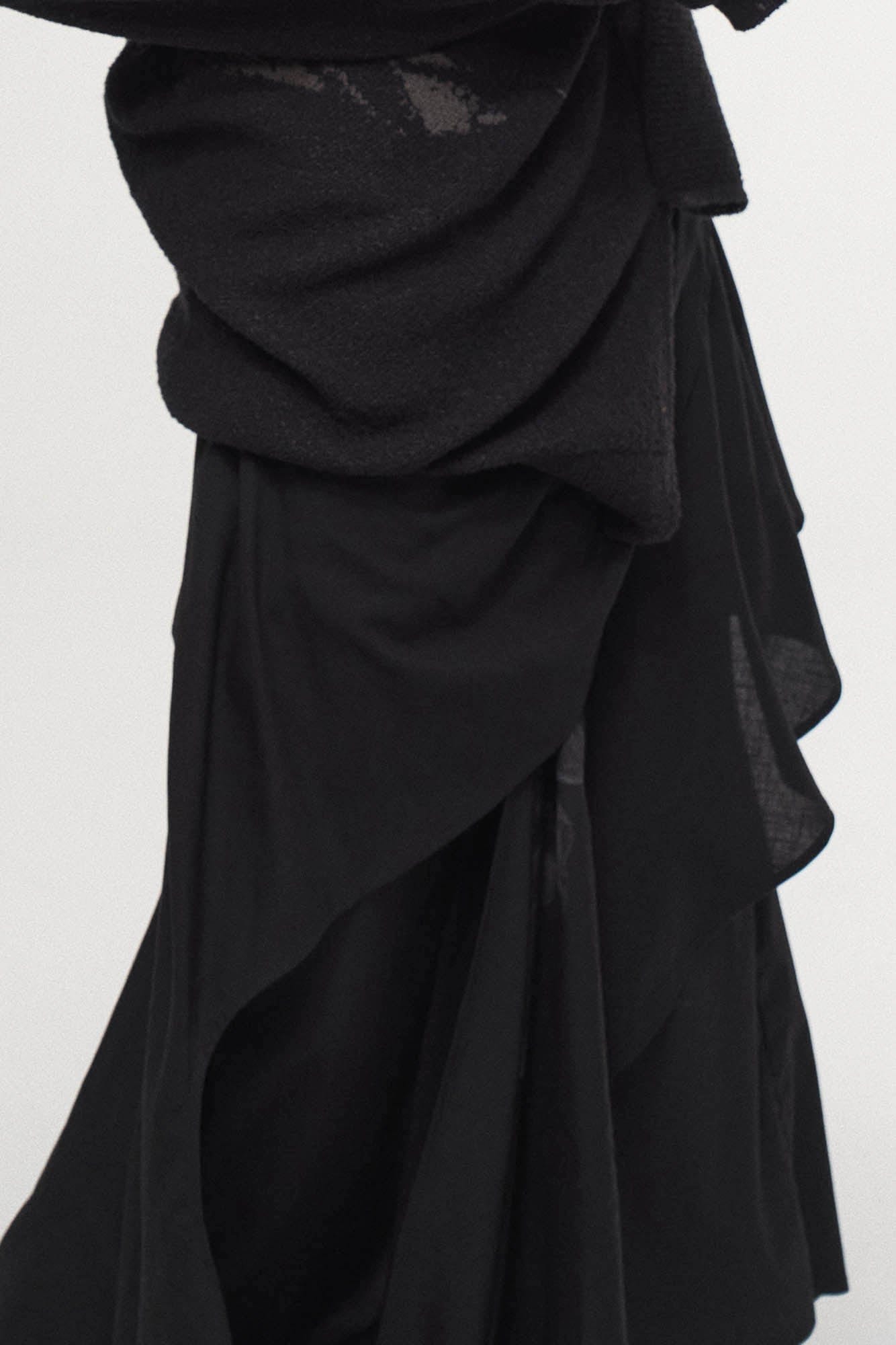 ILNya Nieternite Nifutur Asymmetrical Draped Layered Mulberry Silk Skirt
