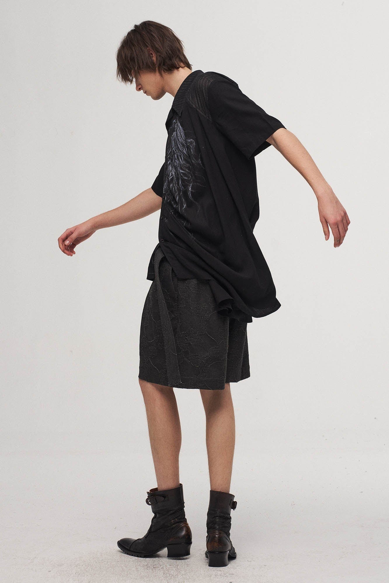 ILNya Nieternite Nifutur Siren Asymmetrical Striped Spliced Shirt
