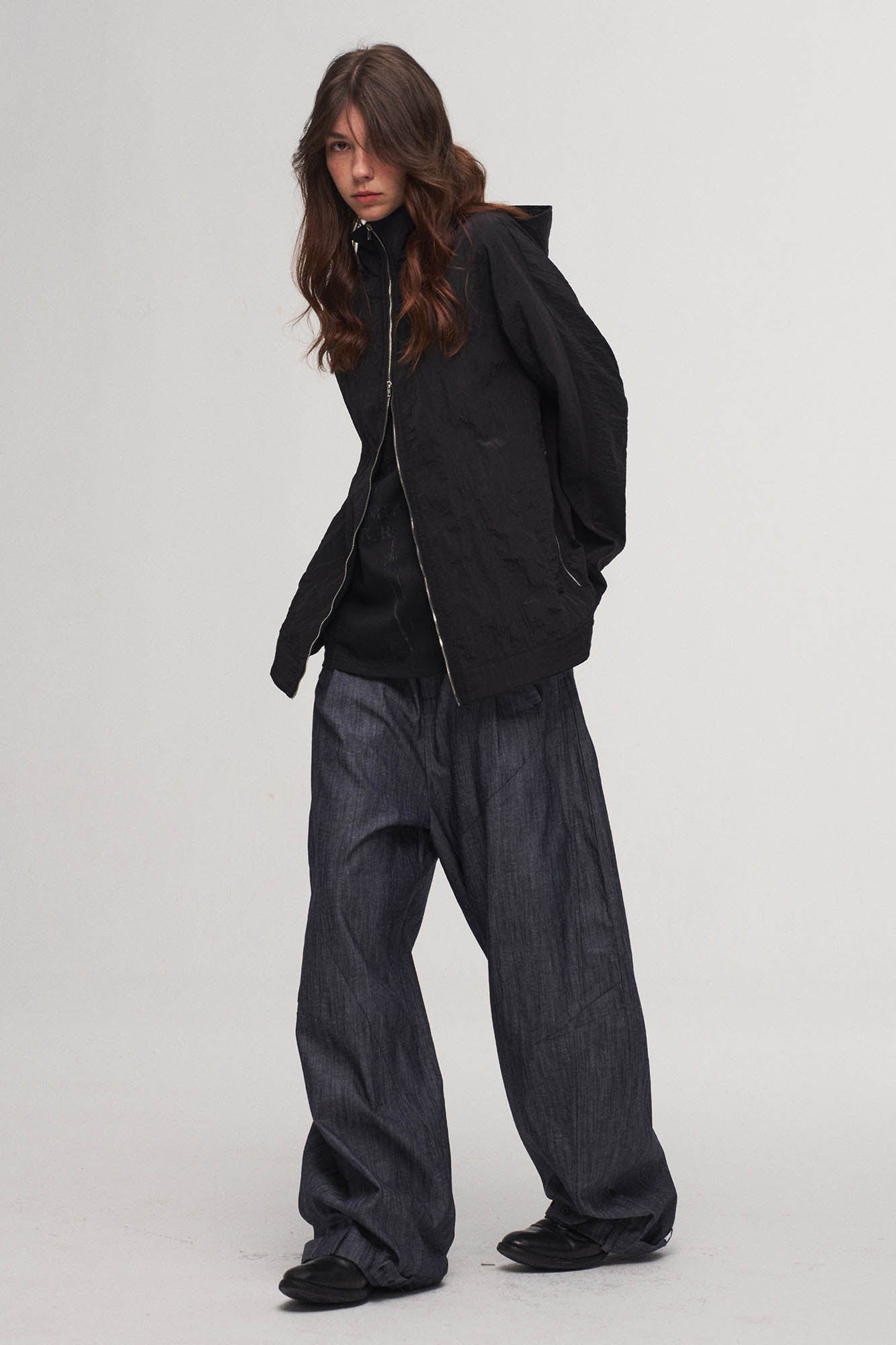 ILNya Nieternite Nifutur Crinkled Hooded Dual-Zipper Jacket