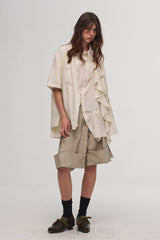 ILNya Nieternite Nifutur Asymmetrical Ruffle Iris Half Shirt