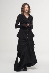 ILNya Nieternite Nifutur Asymmetrical Draped Layered Mulberry Silk Skirt