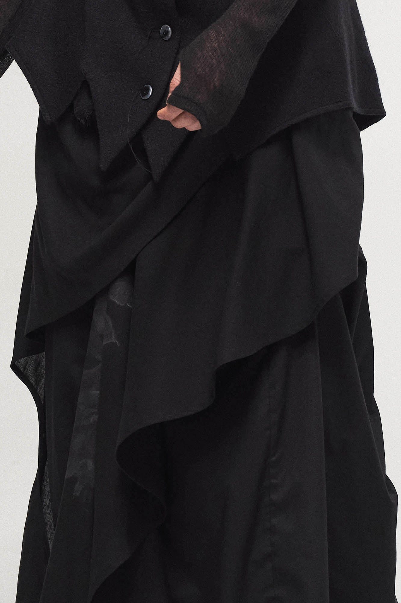 ILNya Nieternite Nifutur Asymmetrical Draped Layered Mulberry Silk Skirt