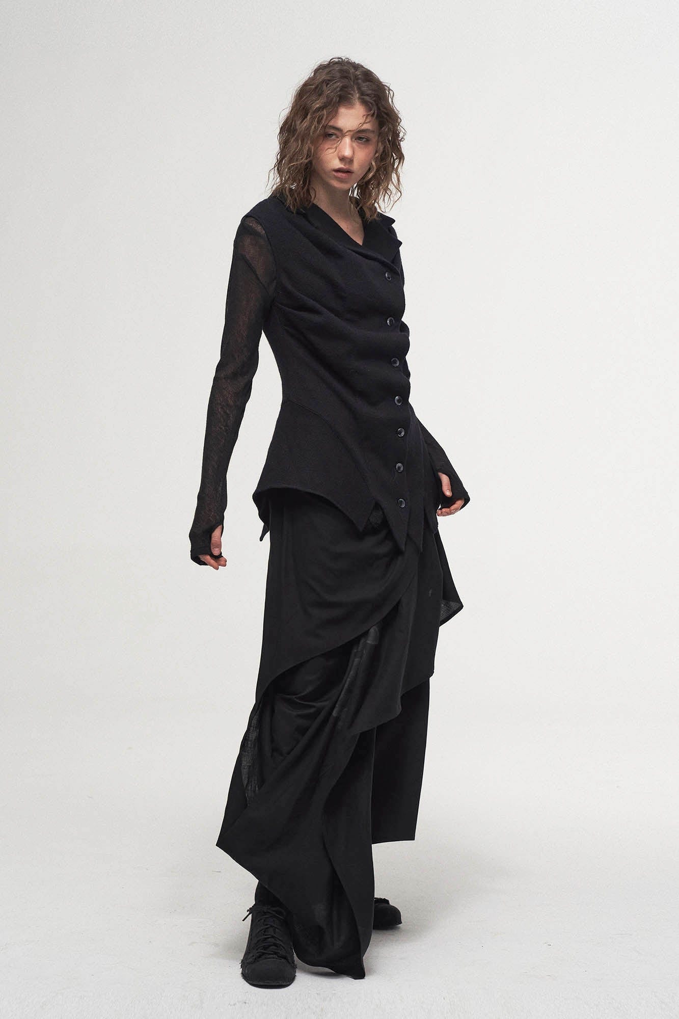 ILNya Nieternite Nifutur Asymmetrical Draped Layered Mulberry Silk Skirt