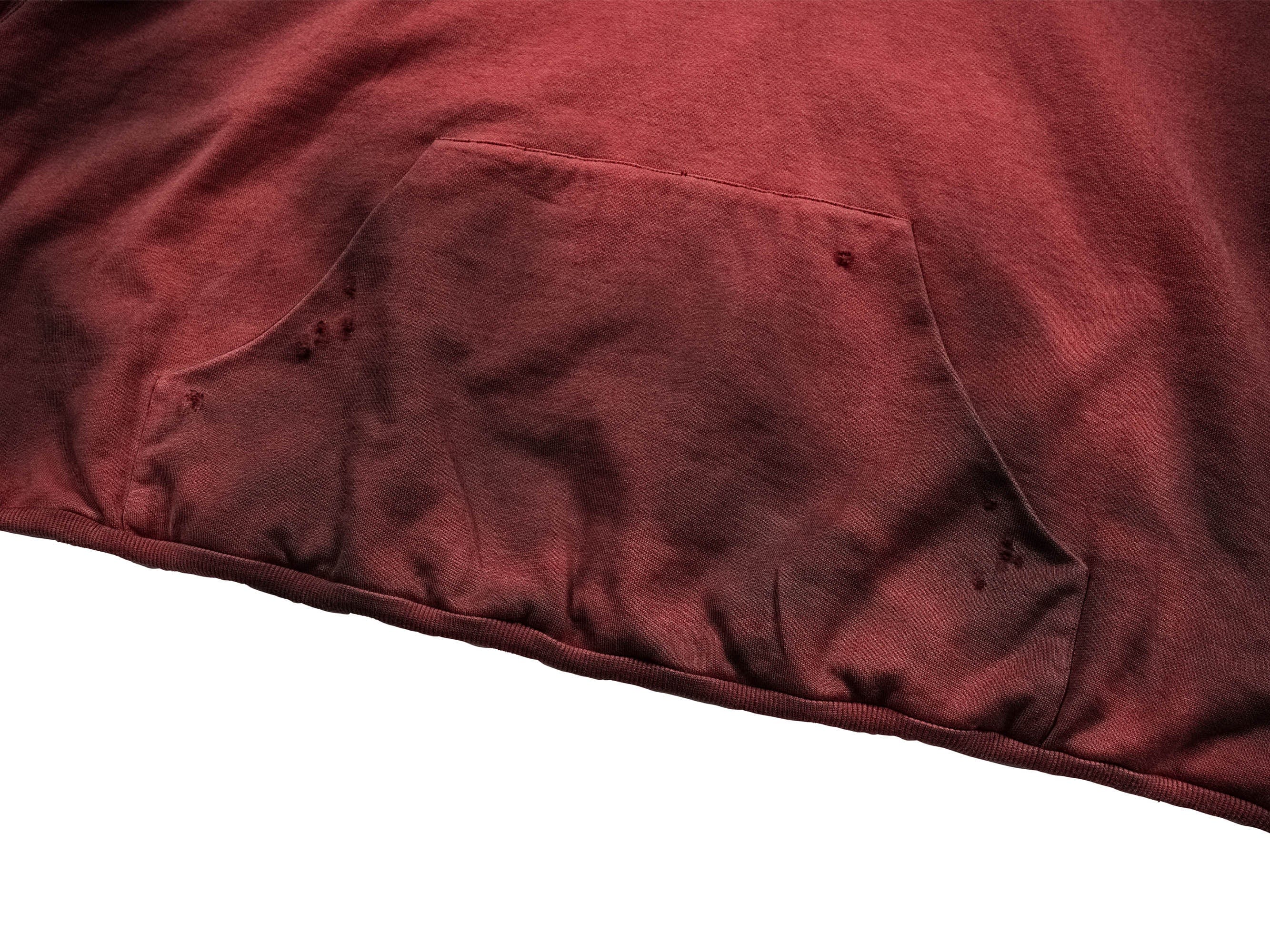 UNDERWATER Ashen Ember Distressed Elevated Hoodie Red