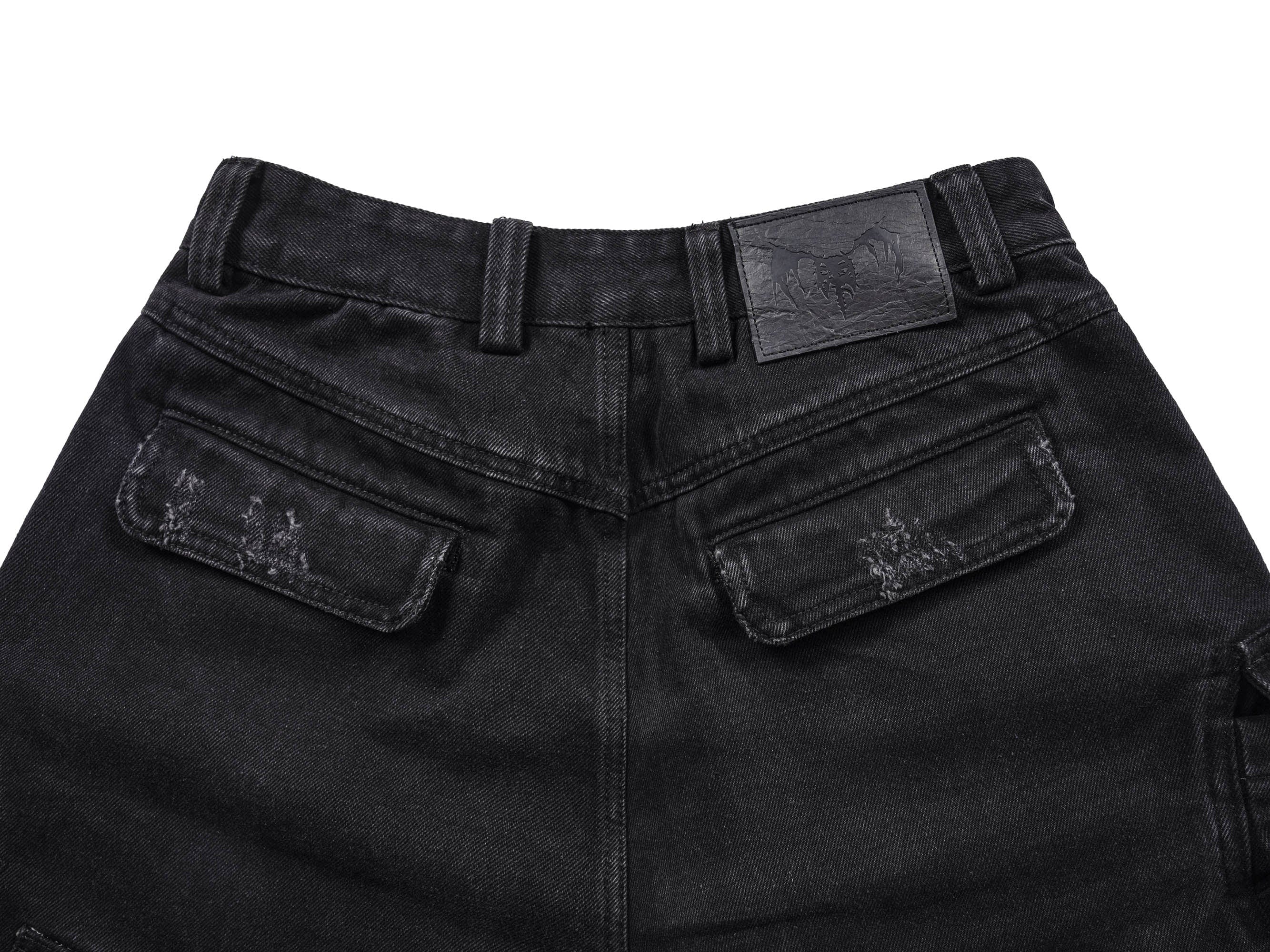UNDERWATER Layered-Pocket Distressed Denim Shorts