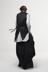 ILNya Nieternite Nifutur Asymmetrical Shawl Collar Belted Crinkled Vest