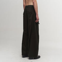 ILNya Nieternite Nifutur Slanted Spliced Drawstring Wide-Leg Pants