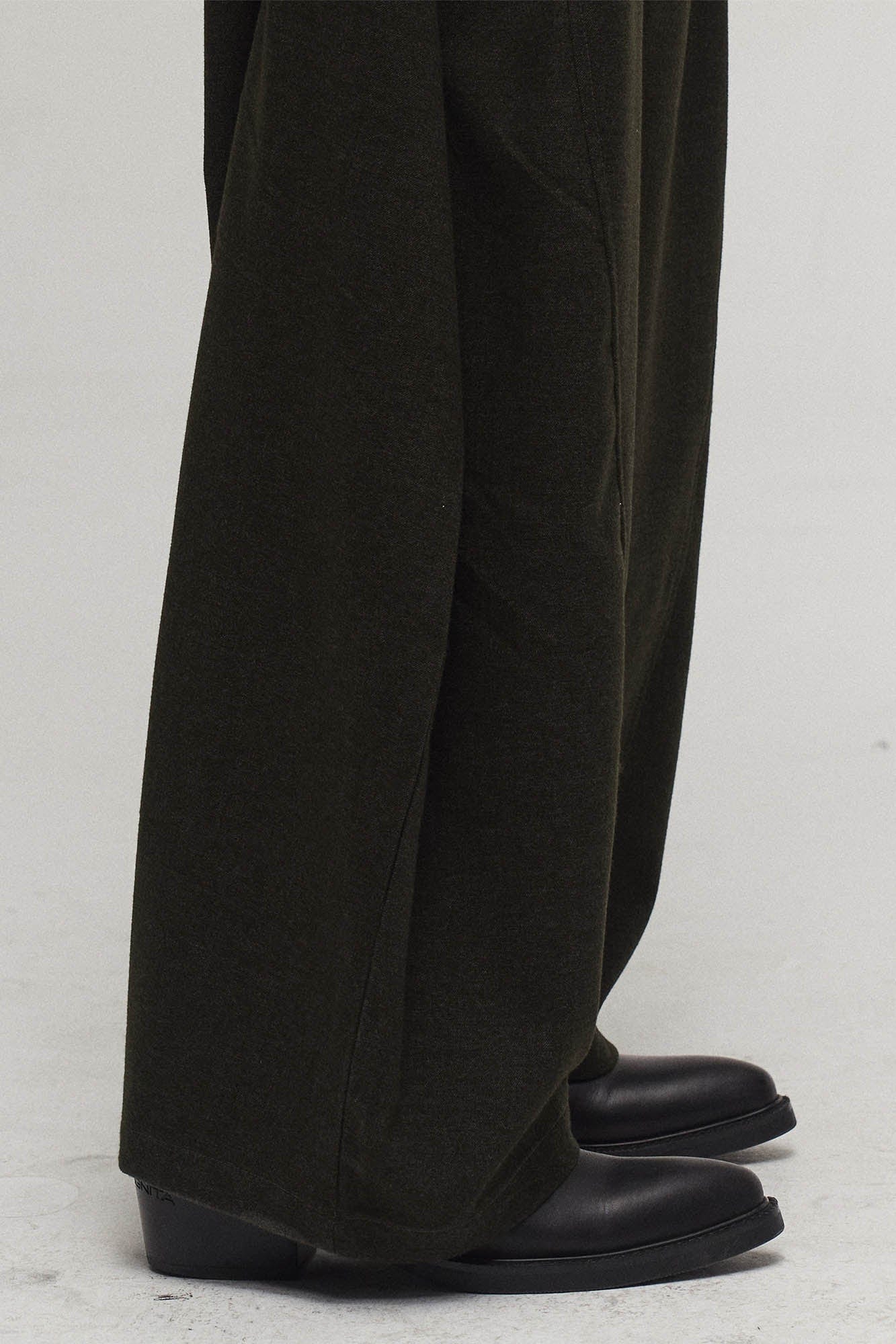 ILNya Nieternite Nifutur Slanted Spliced Drawstring Wide-Leg Pants