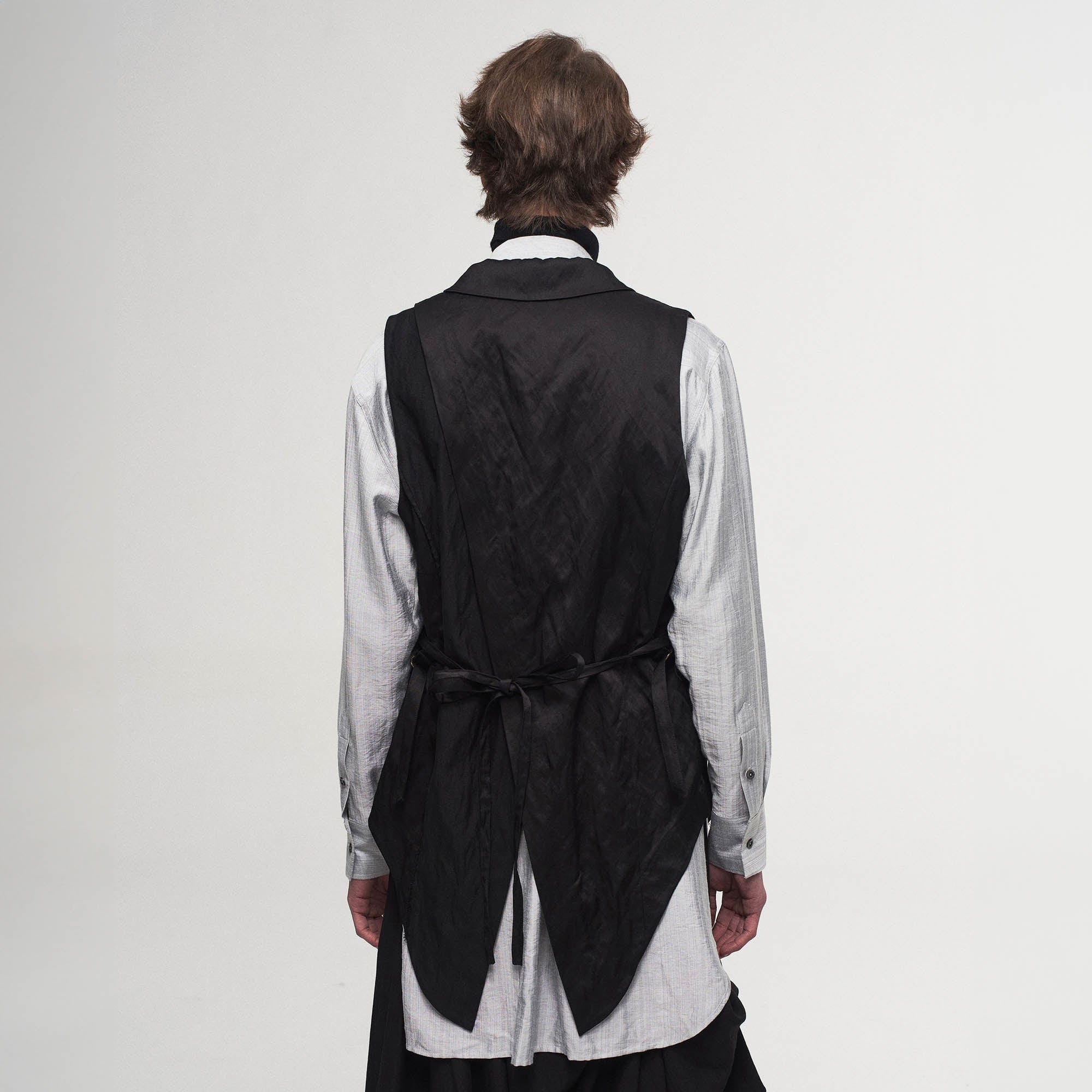 ILNya Nieternite Nifutur Asymmetrical Shawl Collar Belted Crinkled Vest