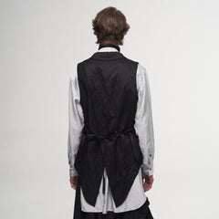 ILNya Nieternite Nifutur Asymmetrical Shawl Collar Belted Crinkled Vest