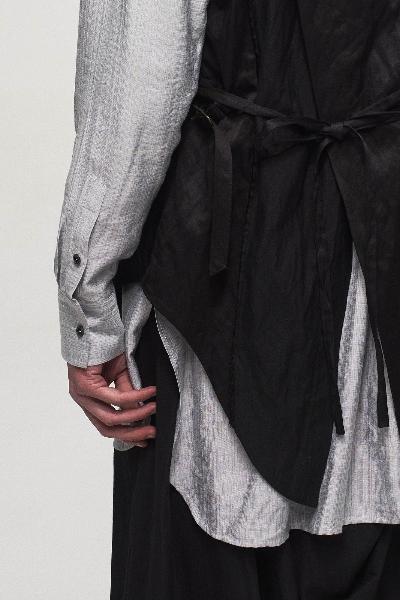 ILNya Nieternite Nifutur Asymmetrical Shawl Collar Belted Crinkled Vest
