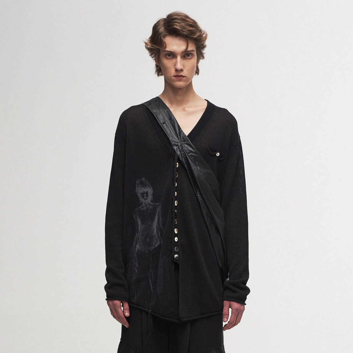 ILNya Nieternite Nifutur Ghostly Graphic Sheer Oversized Cardigan