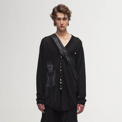 ILNya Nieternite Nifutur Ghostly Graphic Sheer Oversized Cardigan