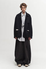ILNya Nieternite Nifutur Pleated Curved Oversized Pants