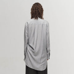 ILNya Nieternite Nifutur Arc Spliced Draped Long Shirt Bluish Silver