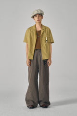 GONGHE REPUB Retro Paid Spliced Wide-Leg Pants