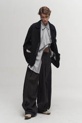 ILNya Nieternite Nifutur Arc Spliced Draped Long Shirt Bluish Silver