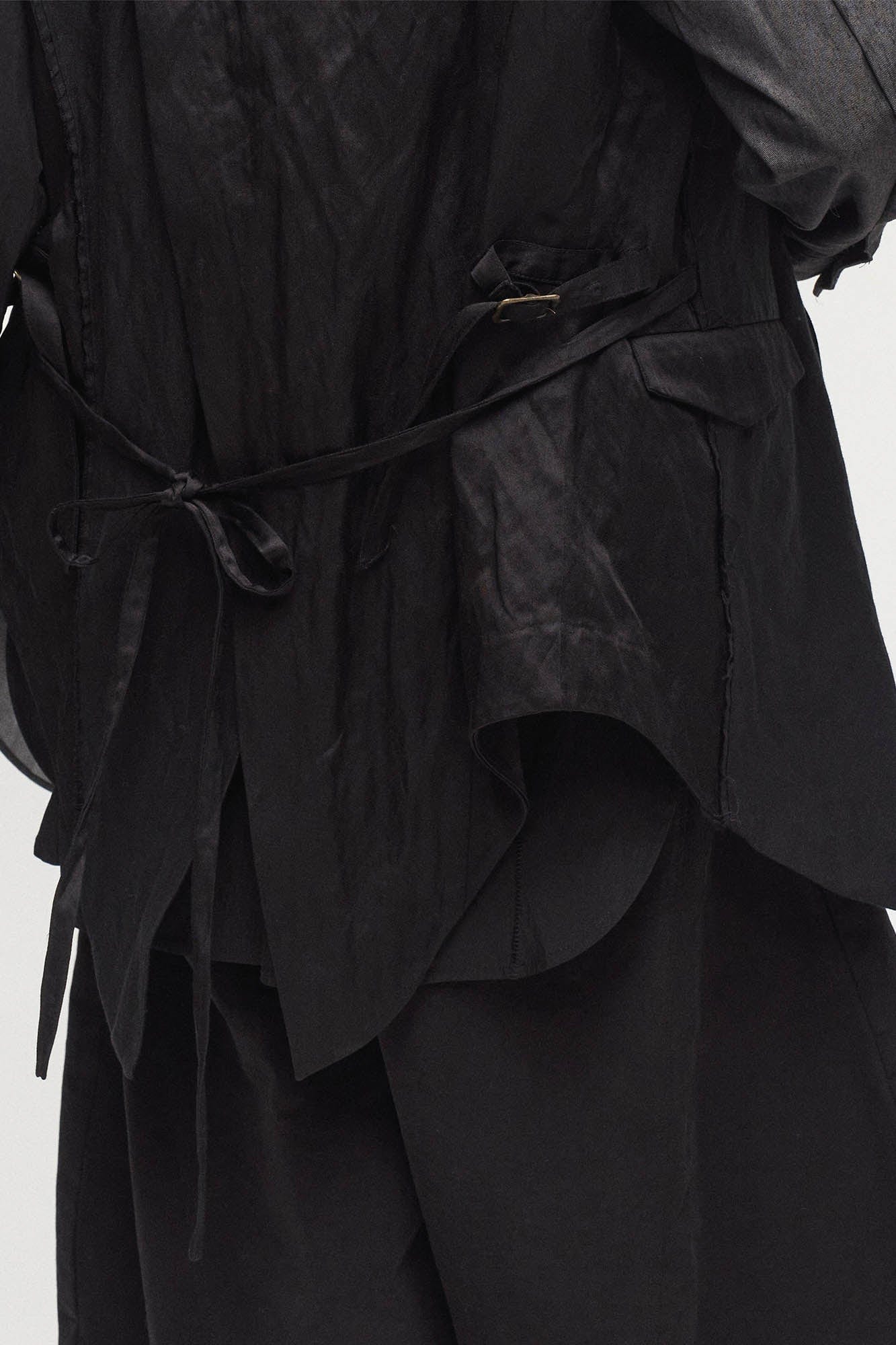 ILNya Nieternite Nifutur Asymmetrical Shawl Collar Belted Crinkled Vest