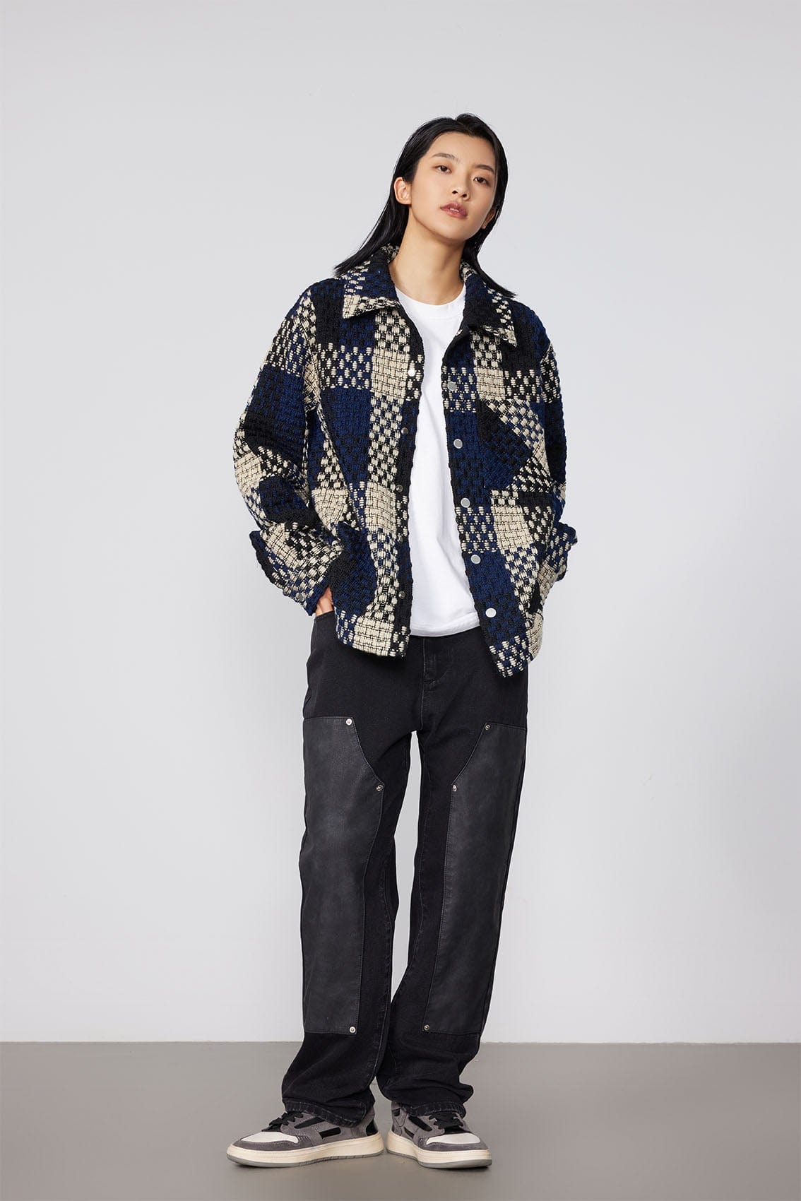 BONELESS Contrast Tweed Plaid Jacket