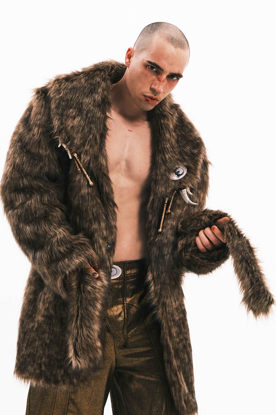 EMBRYO Faux Fur Bone Coat