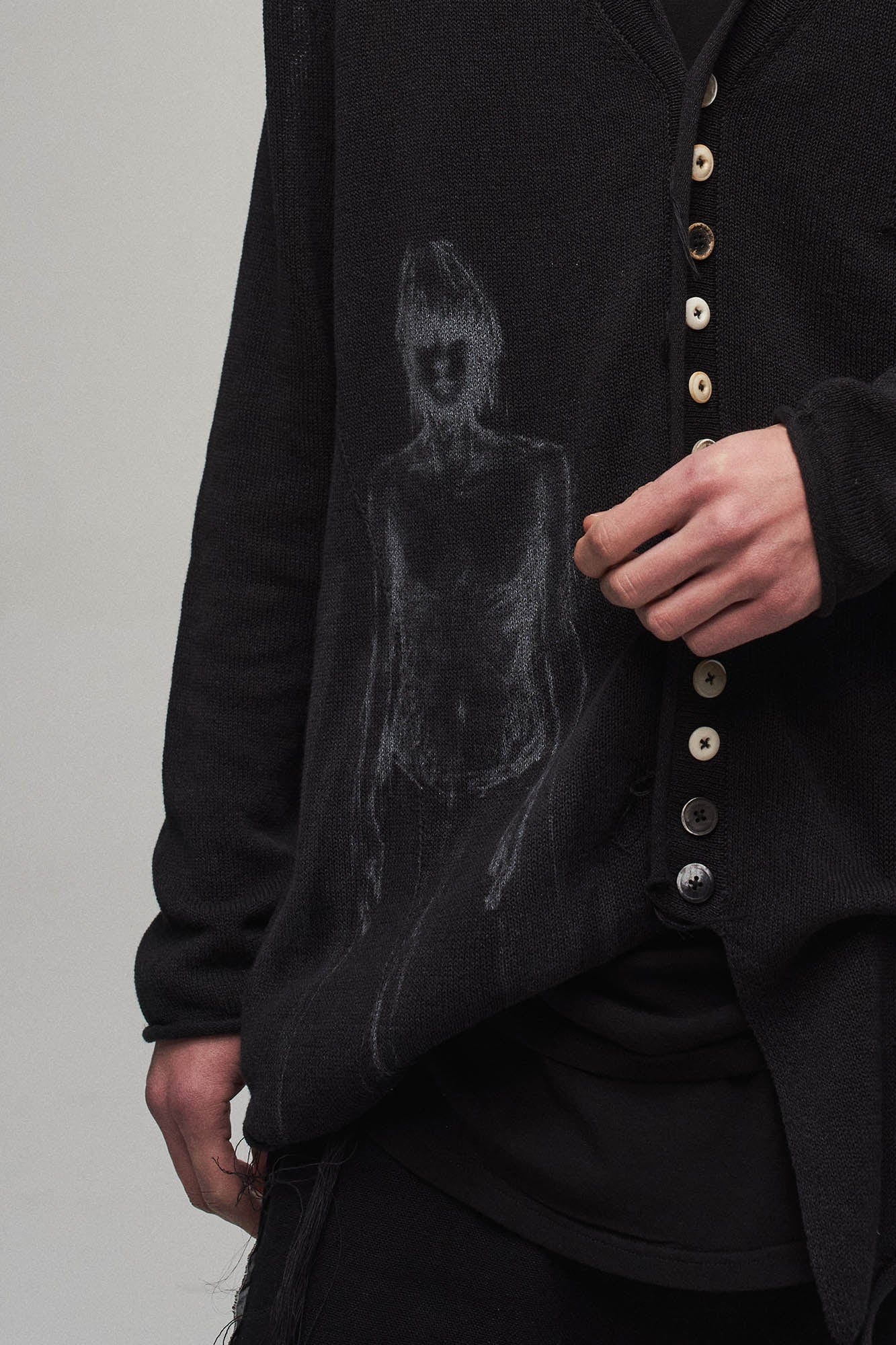 ILNya Nieternite Nifutur Ghostly Graphic Sheer Oversized Cardigan
