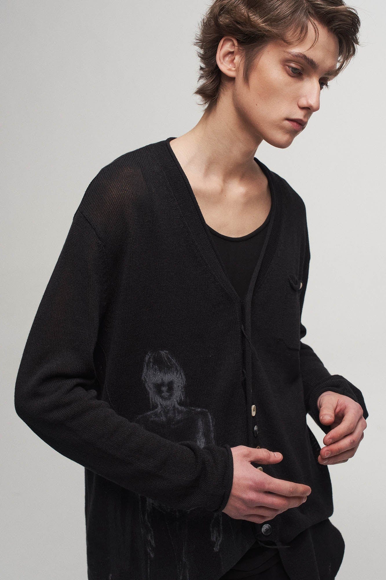 ILNya Nieternite Nifutur Ghostly Graphic Sheer Oversized Cardigan