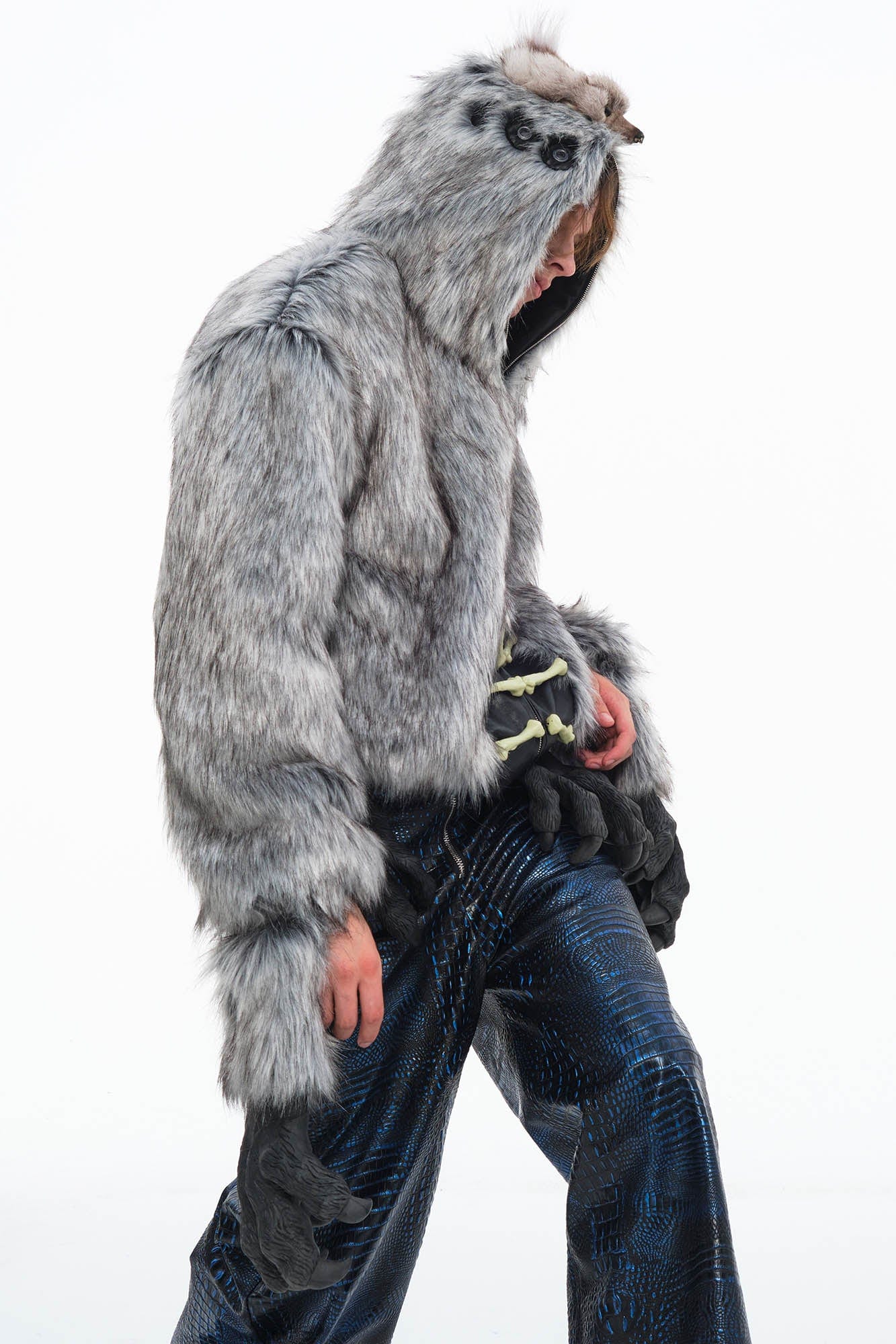 EMBRYO Detachable Beast Claw Faux Fur Hooded Jacket