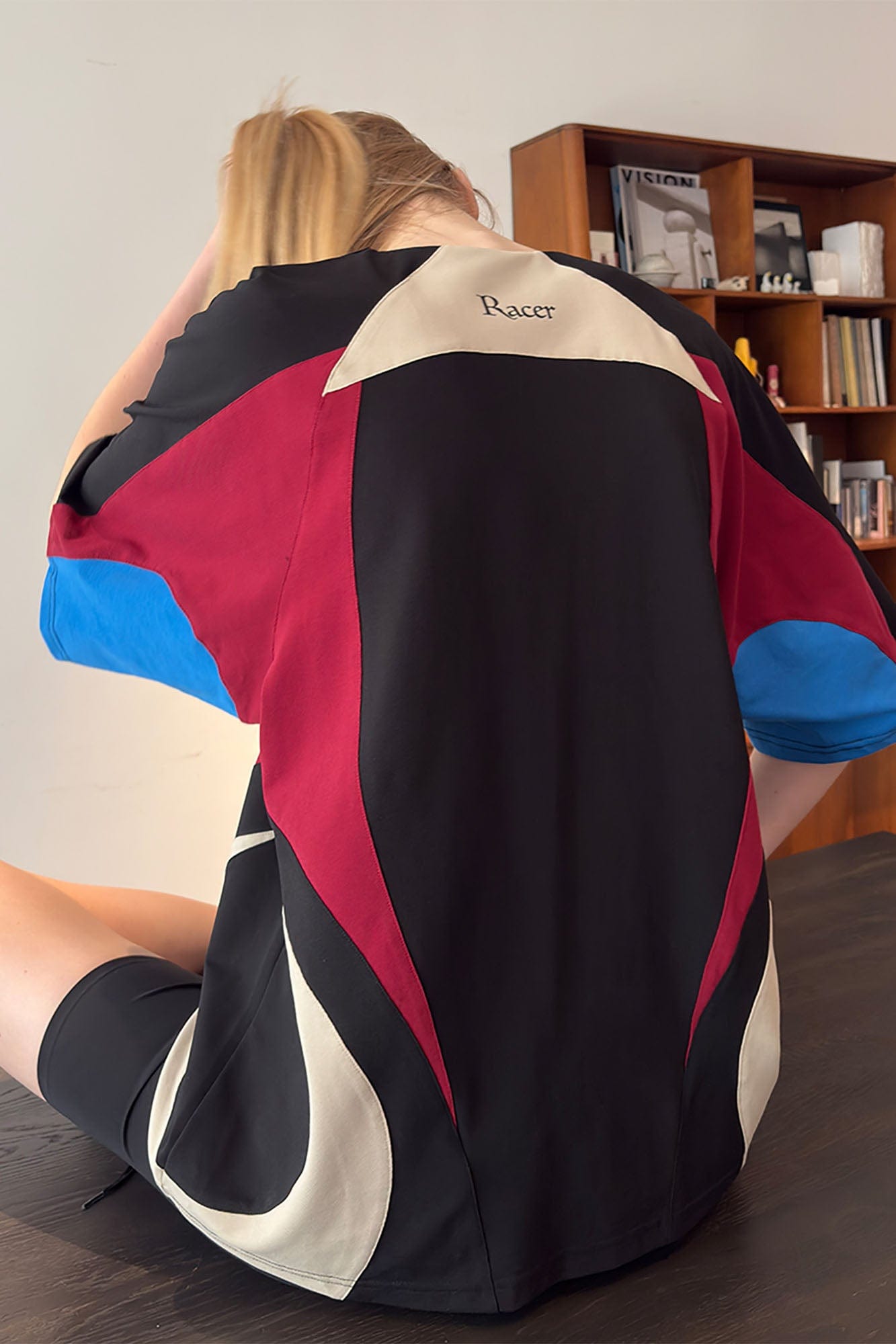 MIICHOUS Racing Contrast Panel Spliced Oversized T-Shirt