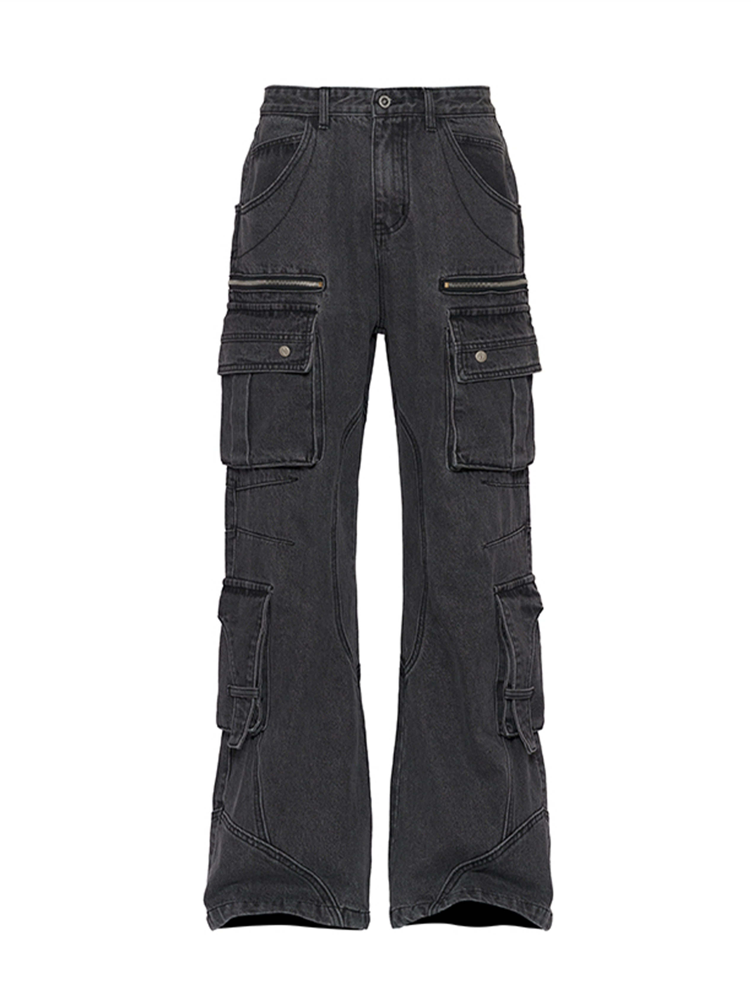 CATSSTAC Washed Multi-Pocket Utility Straight-Leg Jeans