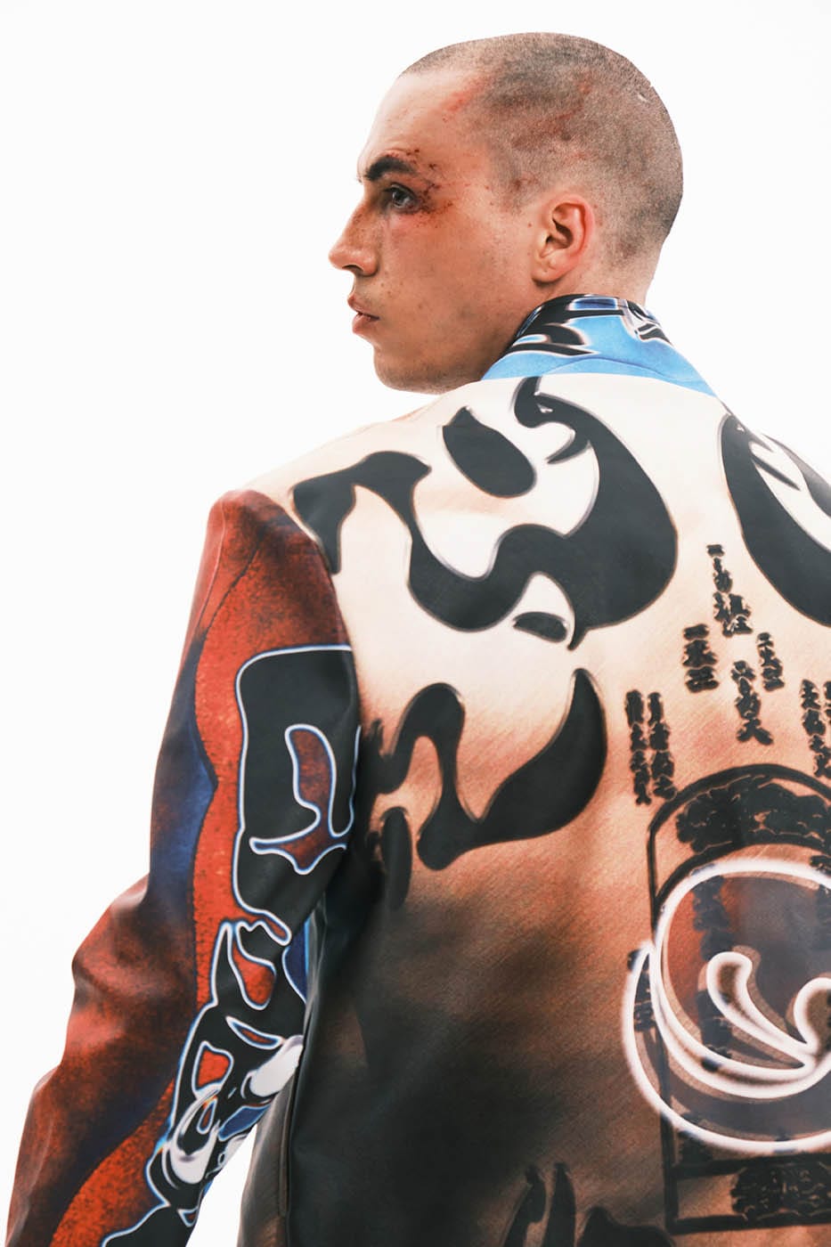 EMBRYO Cyber Totemic Muscle Faux Leather Jacket