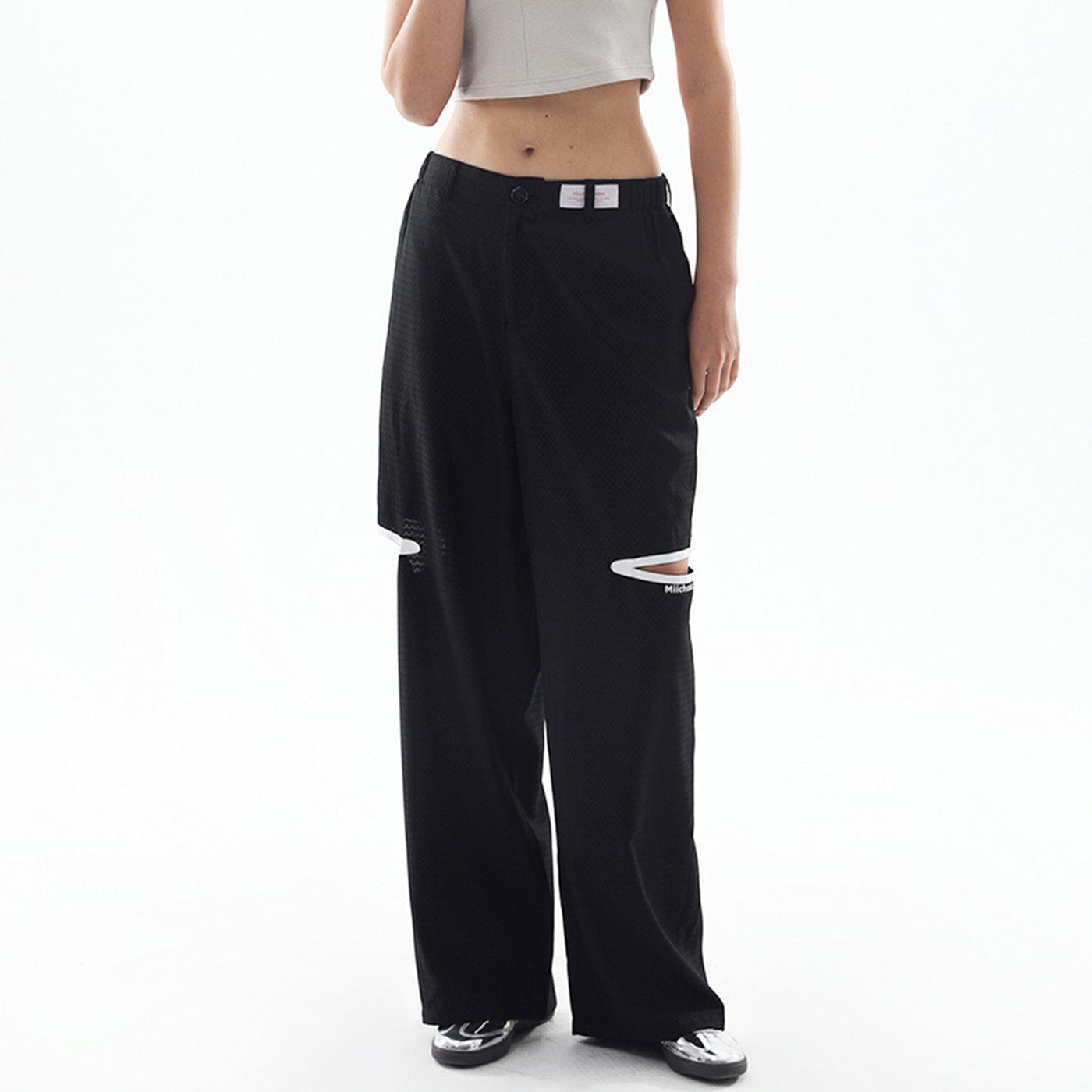 MIICHOUS Modern Cut-out Logo Pants