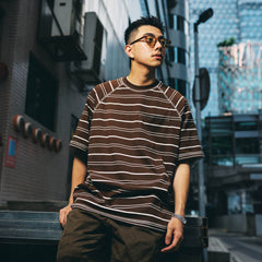 BANANA CLUB Striped Stitch Pocket Raglan T-Shirt