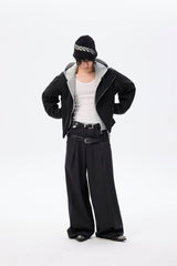 WHISTLEHUNTER Asymmetrical Zipper Detachable Hooded Layered Jacket