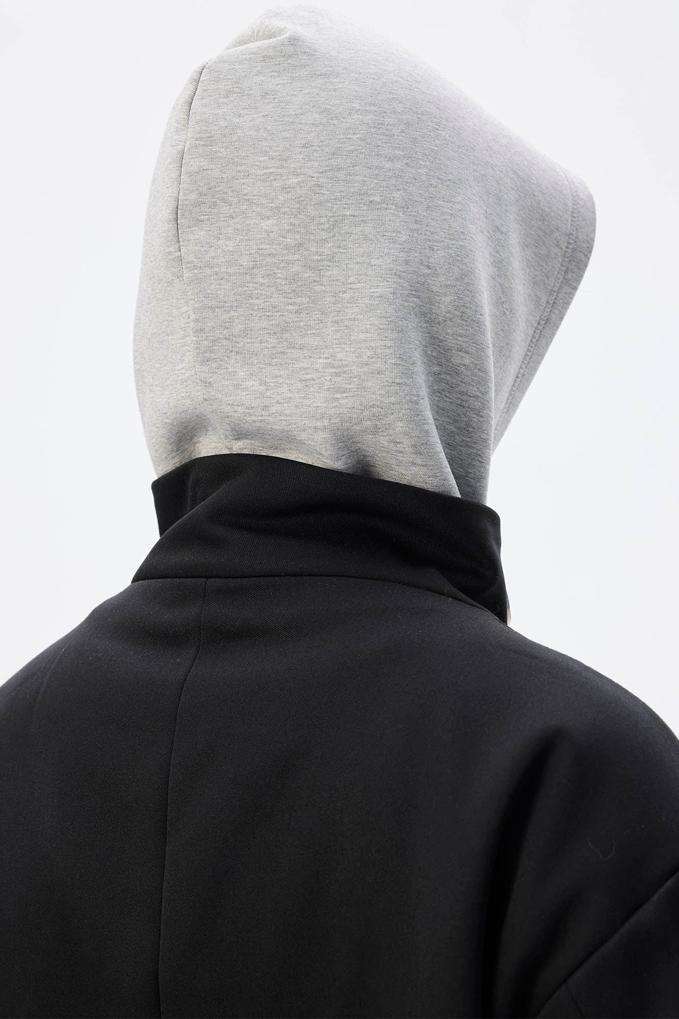 WHISTLEHUNTER Asymmetrical Zipper Detachable Hooded Layered Jacket
