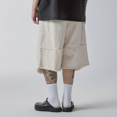 F2CE Layered Spliced Frayed-Edge Shorts